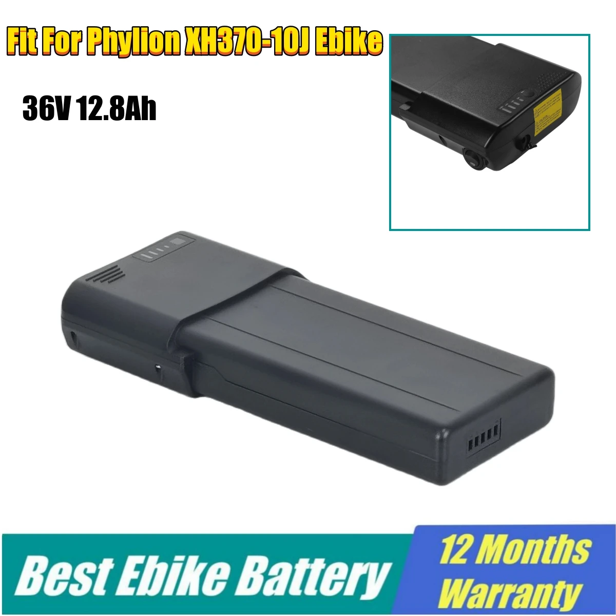 

Rear Rack Ebike Battery 36V 10.4Ah 18650 Lithium Ion Batteria for Phylion XH370-10J 36Volt e-bike Batteries Pack suitable viking