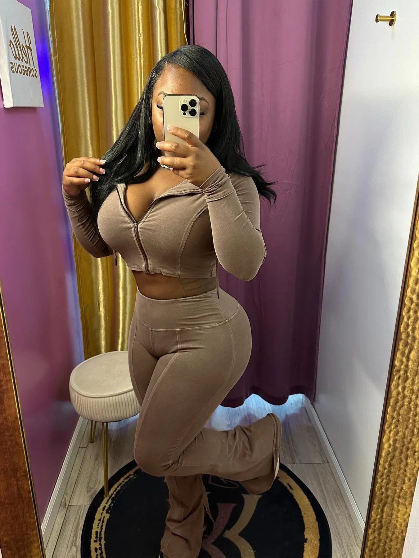 PYMQR Washed Worn Hooded Flared Pants Women Two-piece set Hoodie Zip Up Cropped Top Jogger High Waist Lounge Wear Suits 2024