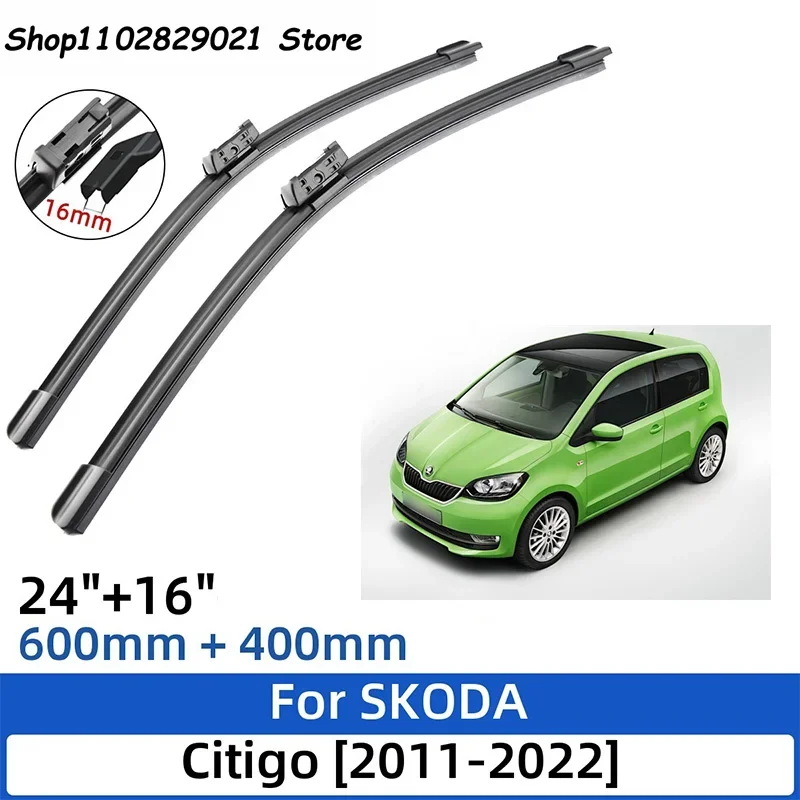 

2PCS For SKODA Citigo 2011-2022 24"+16" Front Rear Wiper Blades Windshield Windscreen Window Cutter Accessories 2020 2021