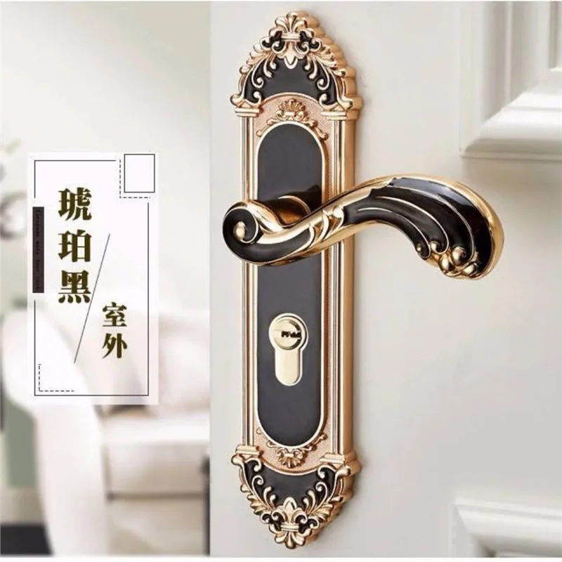 

European Style Mute Room Door Lock Handle Fashion Interior Door Knobs Lock Luxurious Anti-Theft Gate Lock Furniture Hardware