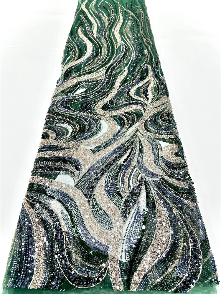 

African Nigerian Groom Tulle Lace Fabric 2025 High Quality Sequins Embroidery Beaded Nigerian French Wedding Party Dress