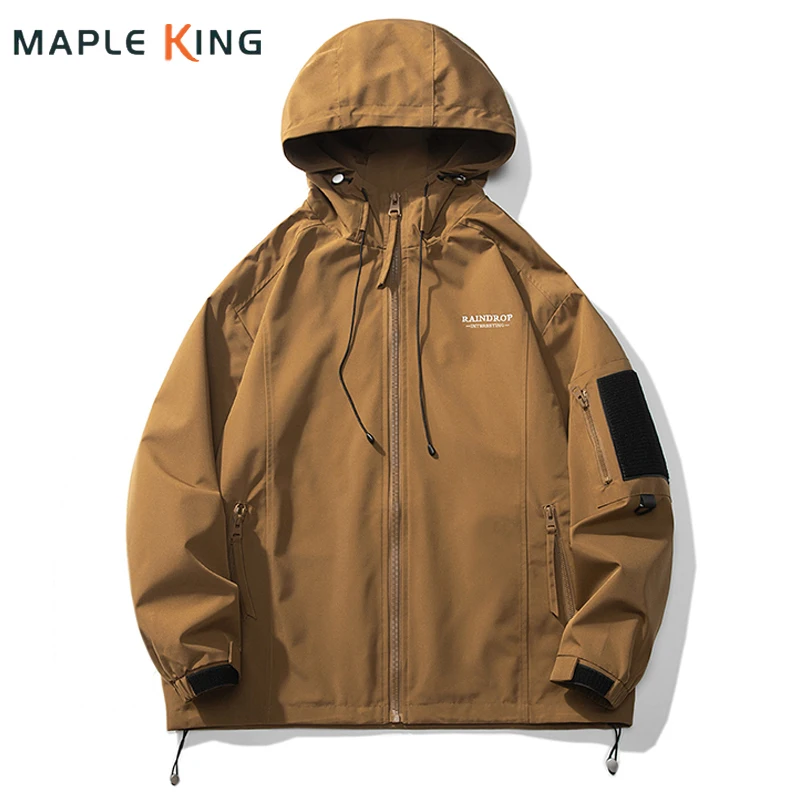 

Куртка-бомбер мужская с капюшоном, свободная Techwear, уличная походная куртка-карго для отдыха на природе, винтажная Мужская тренерская куртка, осень 2024