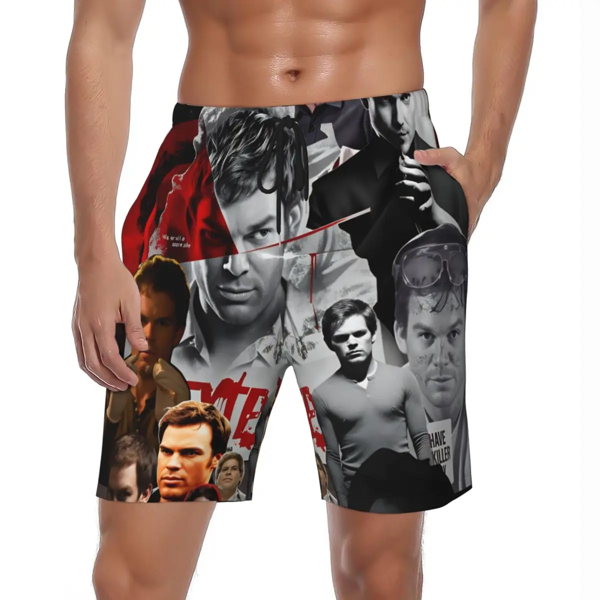 

Dexter Morgan Blood Never Lies TV Show Photo Board Shorts Summer Board Short Pants Men's Sports Quick Dry Custom Beach Trunks