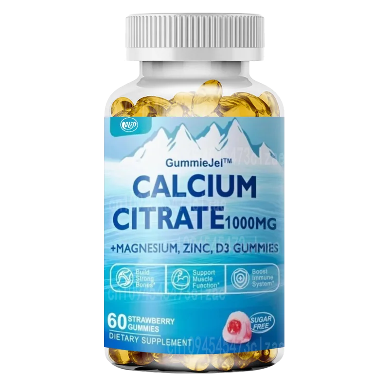 

Calcium Citrate Filled Gummies+vitamins D3, Magnesium, Potassium, Zinc, and B6- Bone Strength, Muscle, and Immune Support -60 Ca