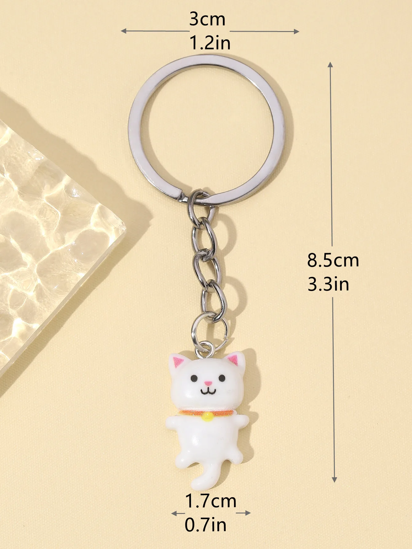 Cartoon Resin Cat Key Chain Cute Kitty Pendant Simulated animals Car Key Ring Backpack Charms Bag Decor Giving Gifts to Friends