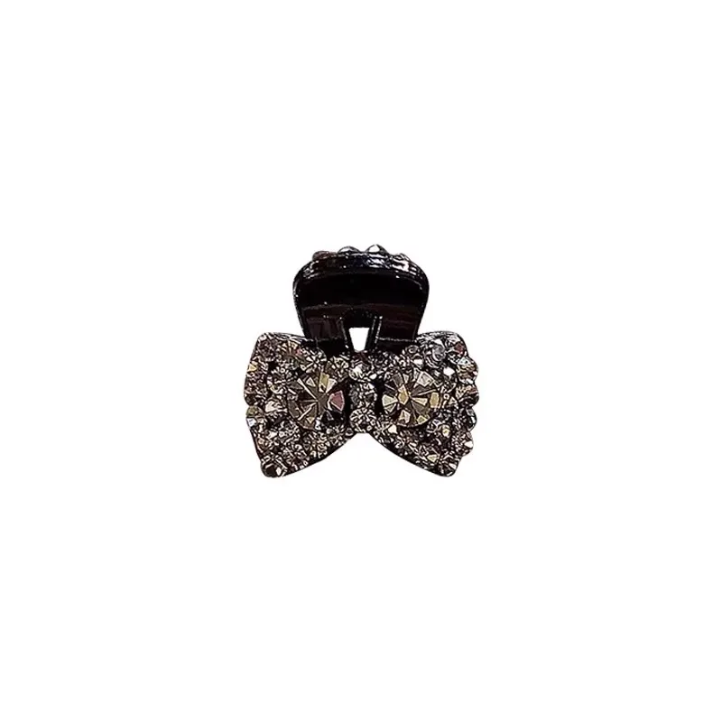 2pc Mini Rhinestone Bow Hair Claw Clips Black Crystal Bowknot  Hair Grab Clips Women Bangs Side Hair Pins - view 5