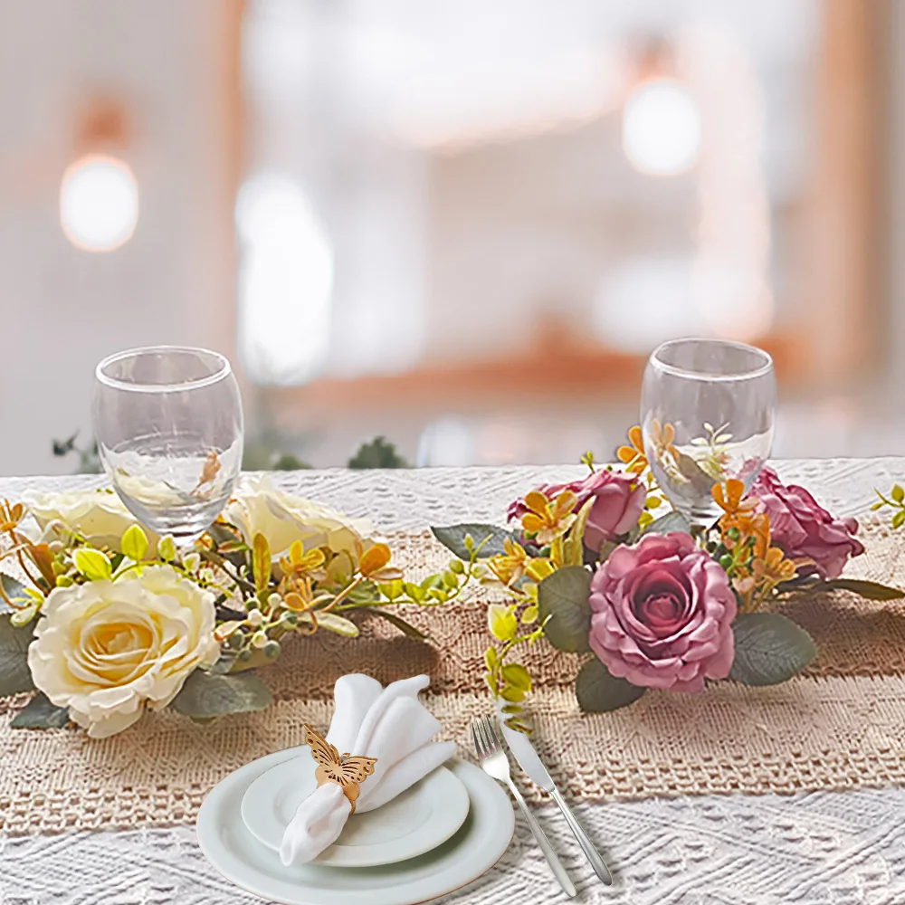 

Rose candlestick garland artificial flower romantic atmosphere wedding home decoration Christmas desktop bedroom ornaments