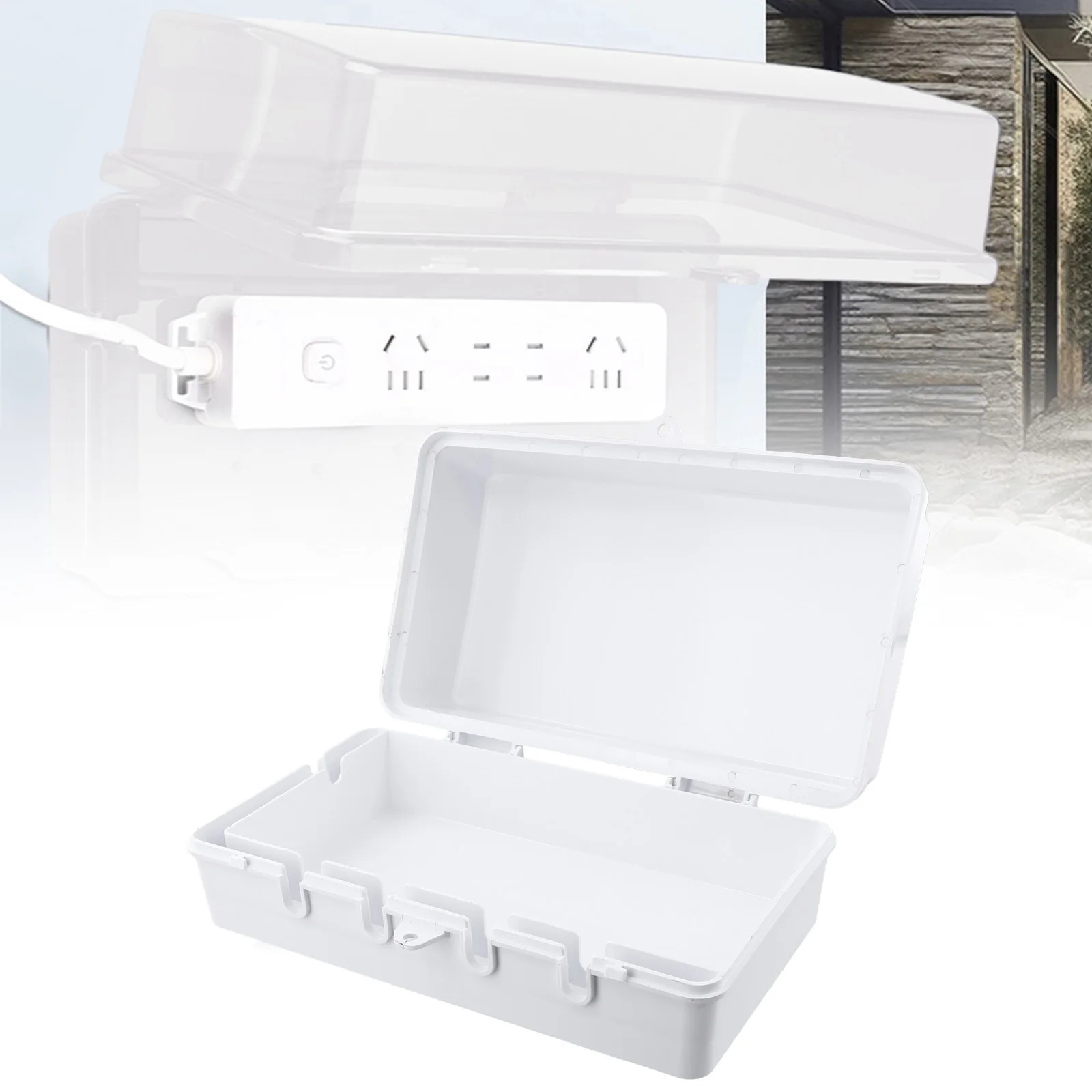 

Outdoor Use Outdoor Socket Power Strip Waterproof Box Quick Water Drainage 6 Outlets Design Drain Port Large Space