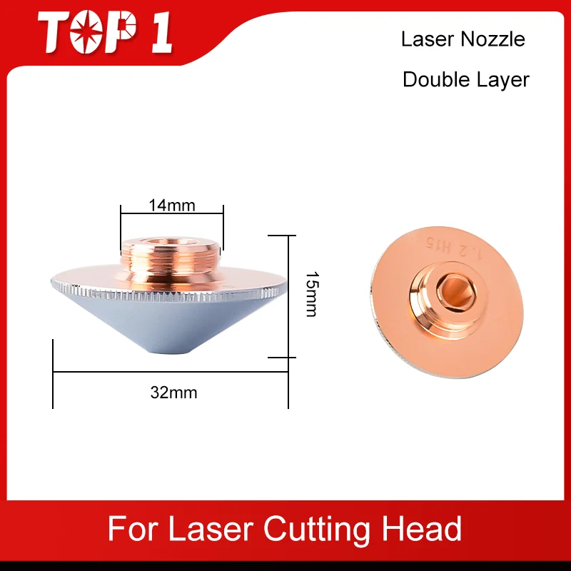 TOP1 10 Pz Ugello Laser D32mm Singolo e Doppio Strato Calibro 0.8 - 5.0 Per Precitec WSX HGS Testa di Taglio Laser In Fibra