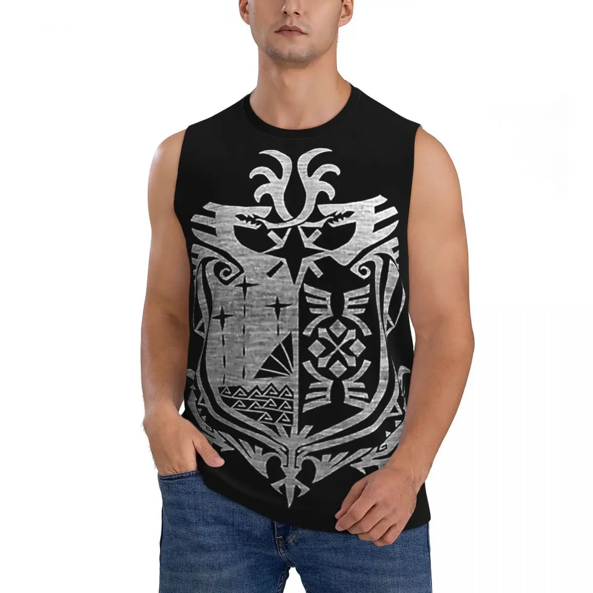 Monster Hunter World Men Sleeveless Tank Tops Quick Dry Breathable Gym Fitness Running Summer Casual Sport Vest