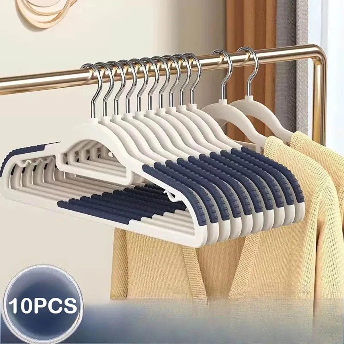 10-teiliges Set rutschfeste Kleiderbügel, robust und langlebig, drehbare Haken-Kleiderbügel, Wäscherei, Badezimmer und Schlafzim