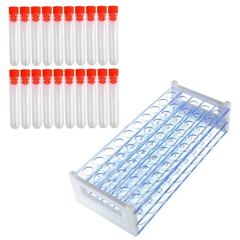 

HOT SALE 1X Plastic Test Tube Stand Bracket Rack For 12-13MM Test Tubes 50 Hole Positions & 20 Pcs Non-Completed Plastic Test Tu