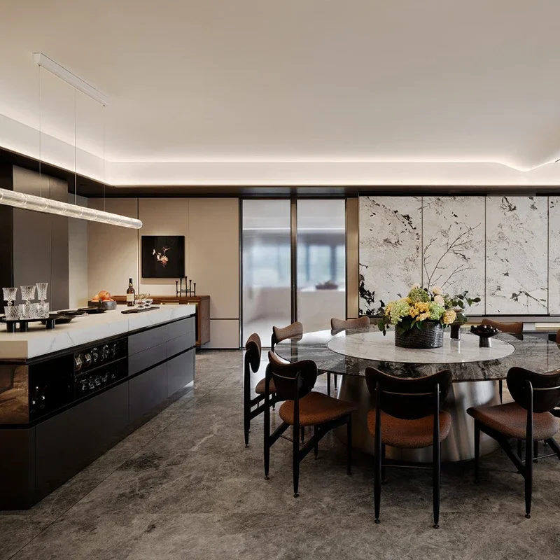 Complete Kitchen Furniture Design  Modern Kitchen Customization Soft Closed Cabinet Aluminum Stainless Steel, Waterproof Kitchen