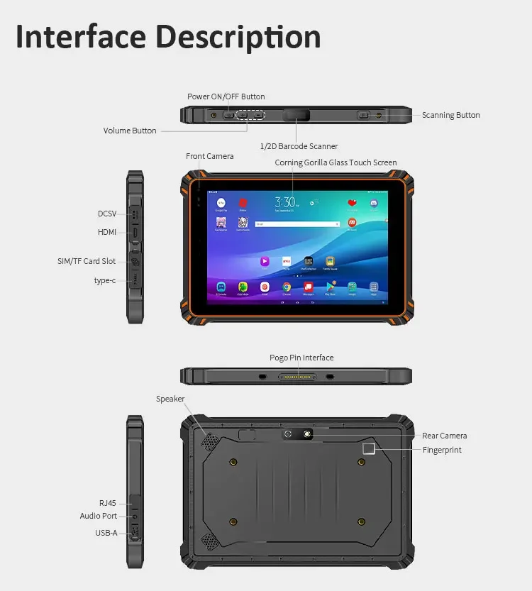 2025101 Inch Rugged Tablet Pc Android Industrial Rugged Tablet Pc Ruggedized 10000mAh 10.1 Inch Ip67 Waterproof 4g Rugged Tablet