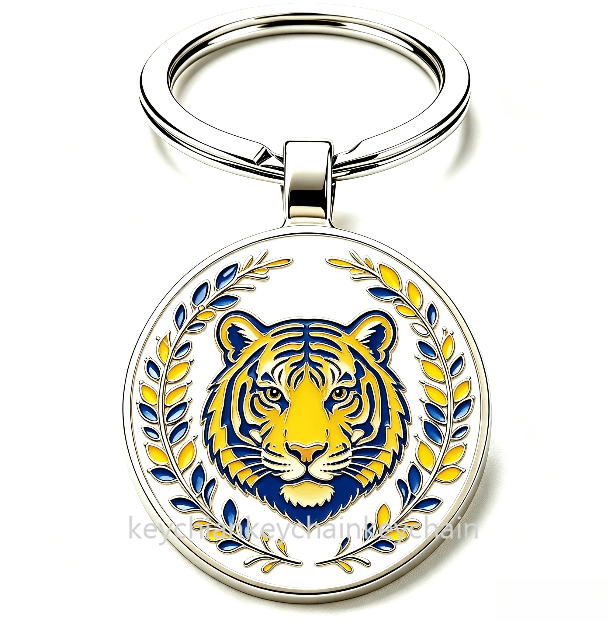 Ukraine Blue Yellow Tiger head Keychain Pendant Key Ring Bag Car Key Chain Souvenir Gift