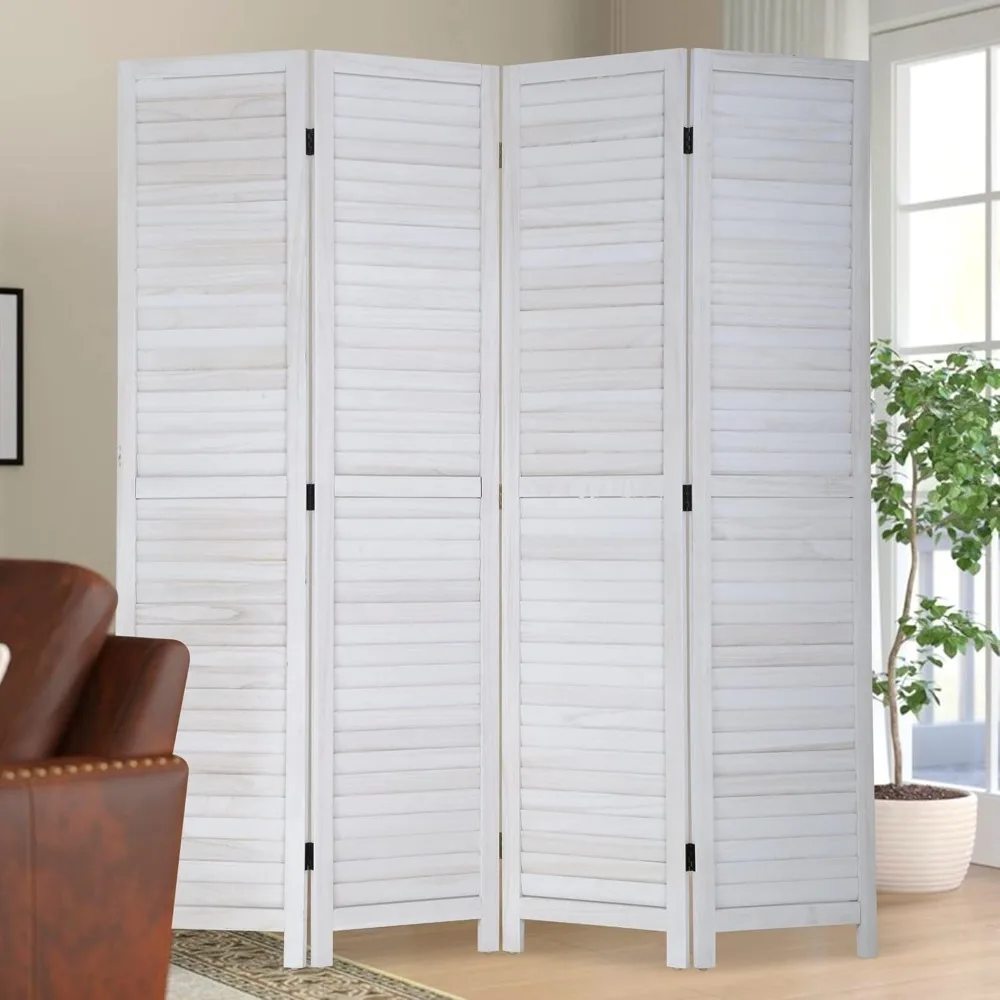 

4 Panel 67" H Room Divider Partition Foldin White, Screens & Room Dividers