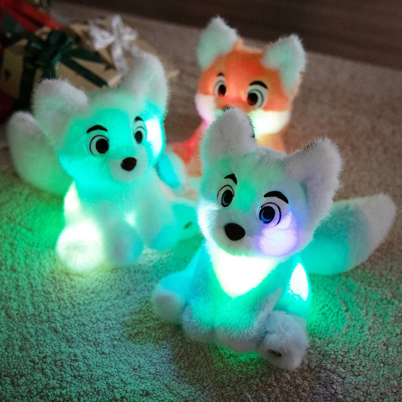 26cm dibujos animados zorro luminoso juguetes de peluche LED juguetes de peluche suaves muñecas iluminación zorro relleno encantador juguete gigante de dibujos animados