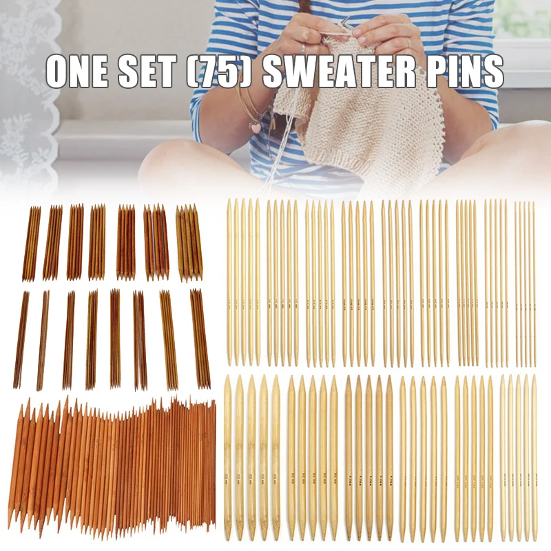 

75pcs Bamboo Double Pointed Knitting Needles Durable For Sock Sweater Scarf Drop Shipping Crochet Рукоделие