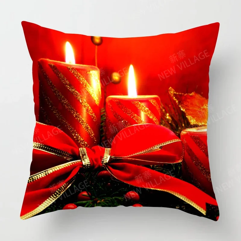 christmas Candles and Snow pillow cushion cover Home decorations throw pillow covers 45*45 pillowcase 40x40cm 50x50 45x45