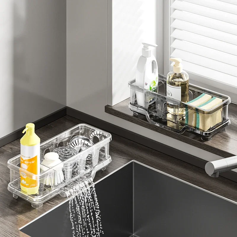 

Square Bathroom Shelves No Drilling Shower Shampoo Storage Racks PET Versatile Oil Resistant and Easy Clean Sink Drain Shelf