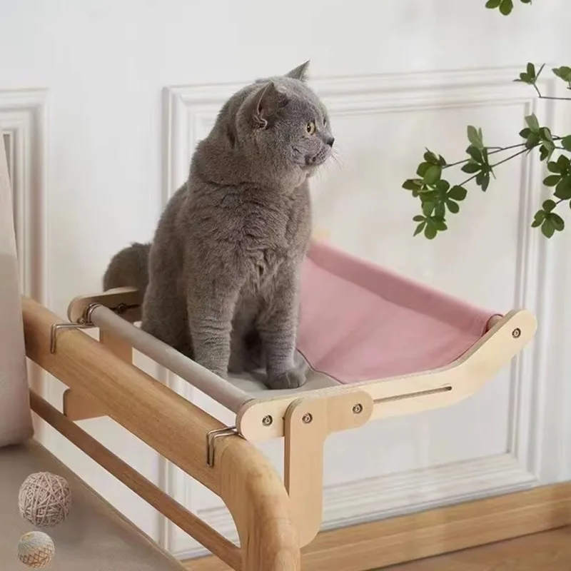 Cat hanging bed Balcony window hanging cat hammock Solid wood multi-layer board Thickened canvas Large cat nest Load bearing20kg