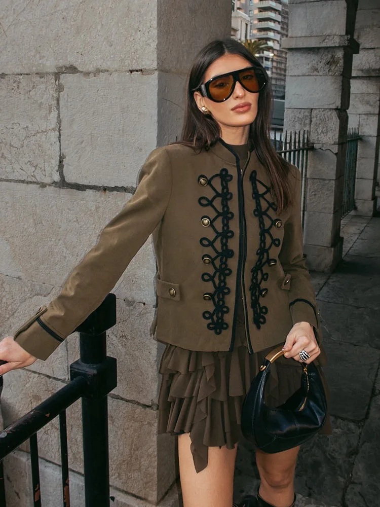 HH 2026 Women New Fashion Street Jacket Casual Zipper Button Decoration Blazer Coat Female Solid Versatile Short Jacket Mujer