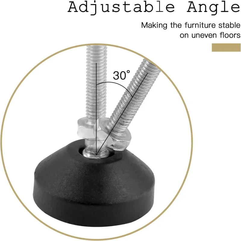 4pcs Universal Adjustable Furniture Levelling Feet M8/M10/M12 Screw Leg Stopper Swivel Base Articulating Lathe Legs Glide Pad