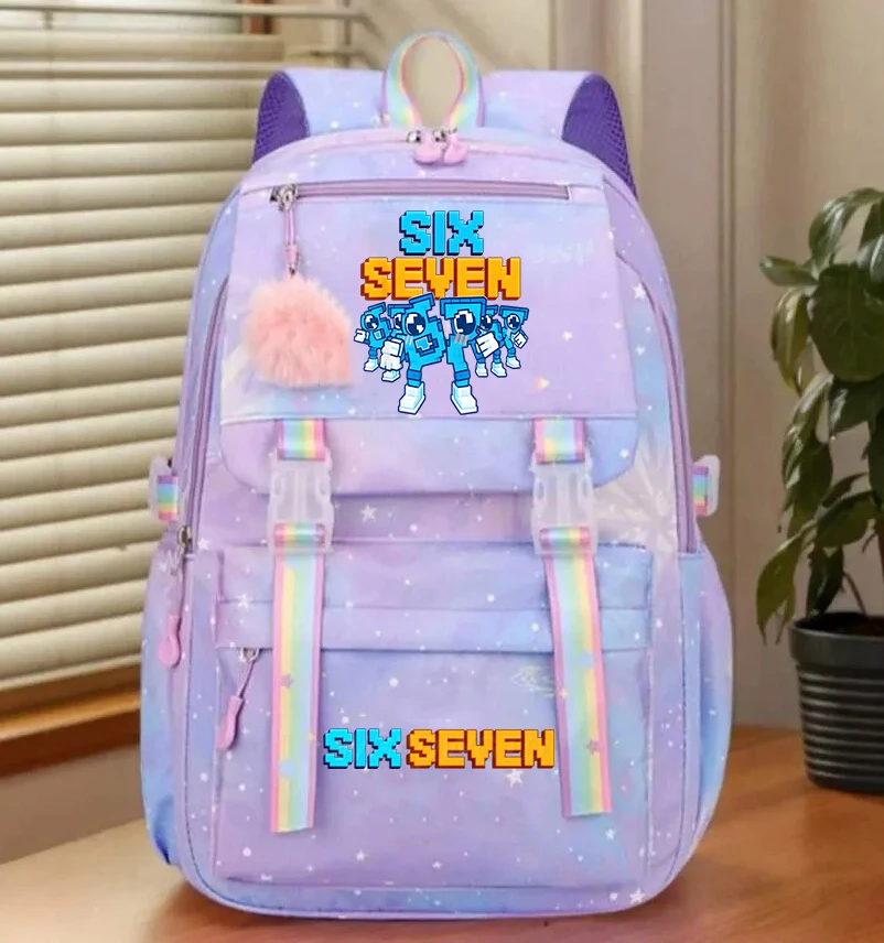 

Рюкзак с принтом 67 Six Seven, модный школьный рюкзак для девочек, вместительный легкий рюкзак для ноутбука, подарок для детей