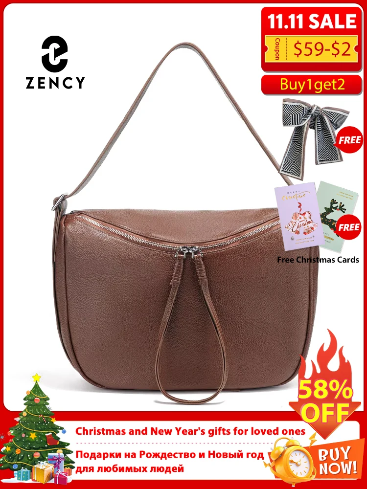 

Zency, женская сумка-хобо из мягкой кожи, большая сумка на плечо, большие карманы для работы, путешествий, складная сумка, 2025 г., модная мода