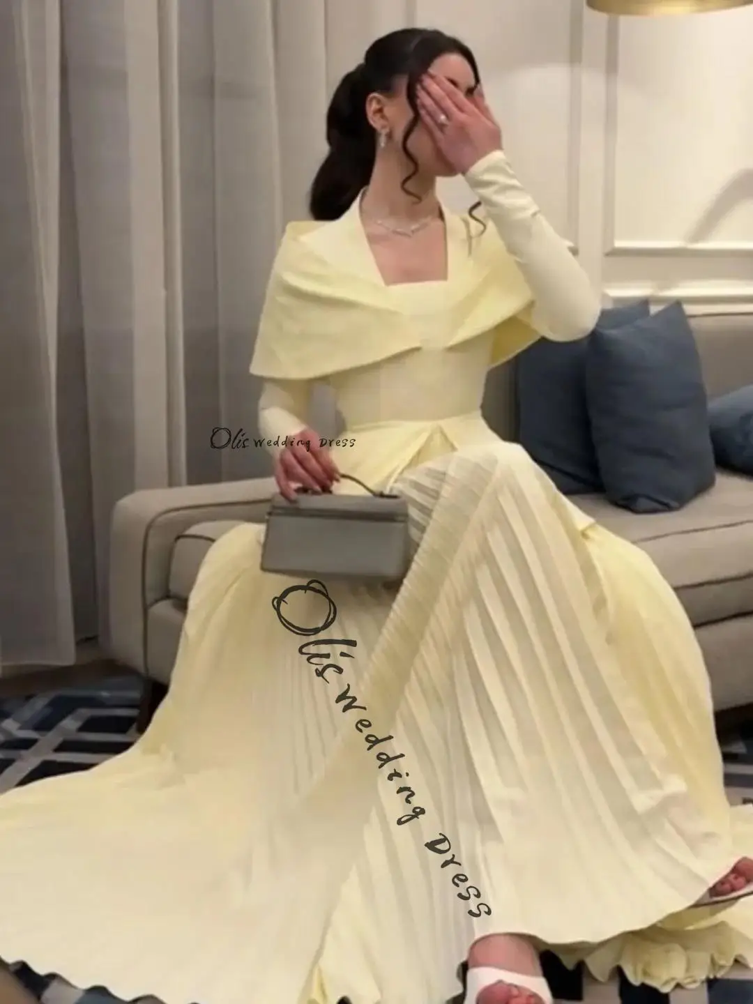 Желтые длинные вечерние платья на заказ, современные плиссированные платья в пол для выпускного вечера и торжественных мероприятий