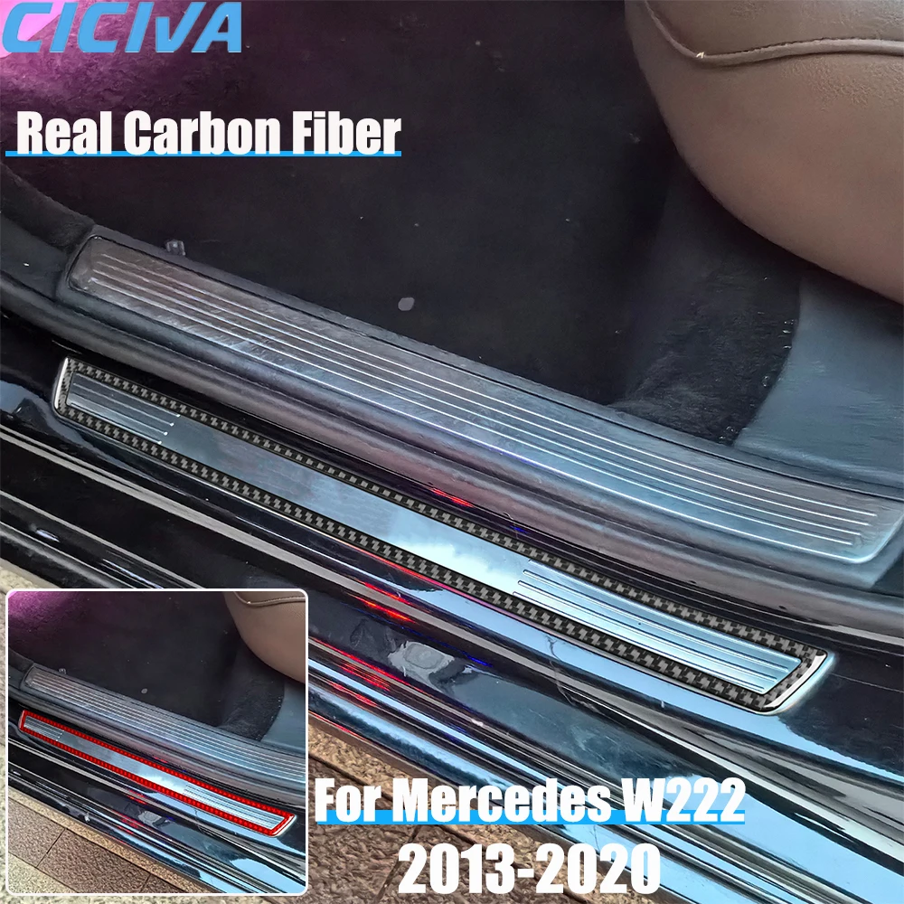 

Настоящие автомобильные аксессуары из углеродного волокна, накладка на порог, наклейка для Mercedes Benz W222 S-Class/Maybach 13 14 15 16 17 18 19 2020