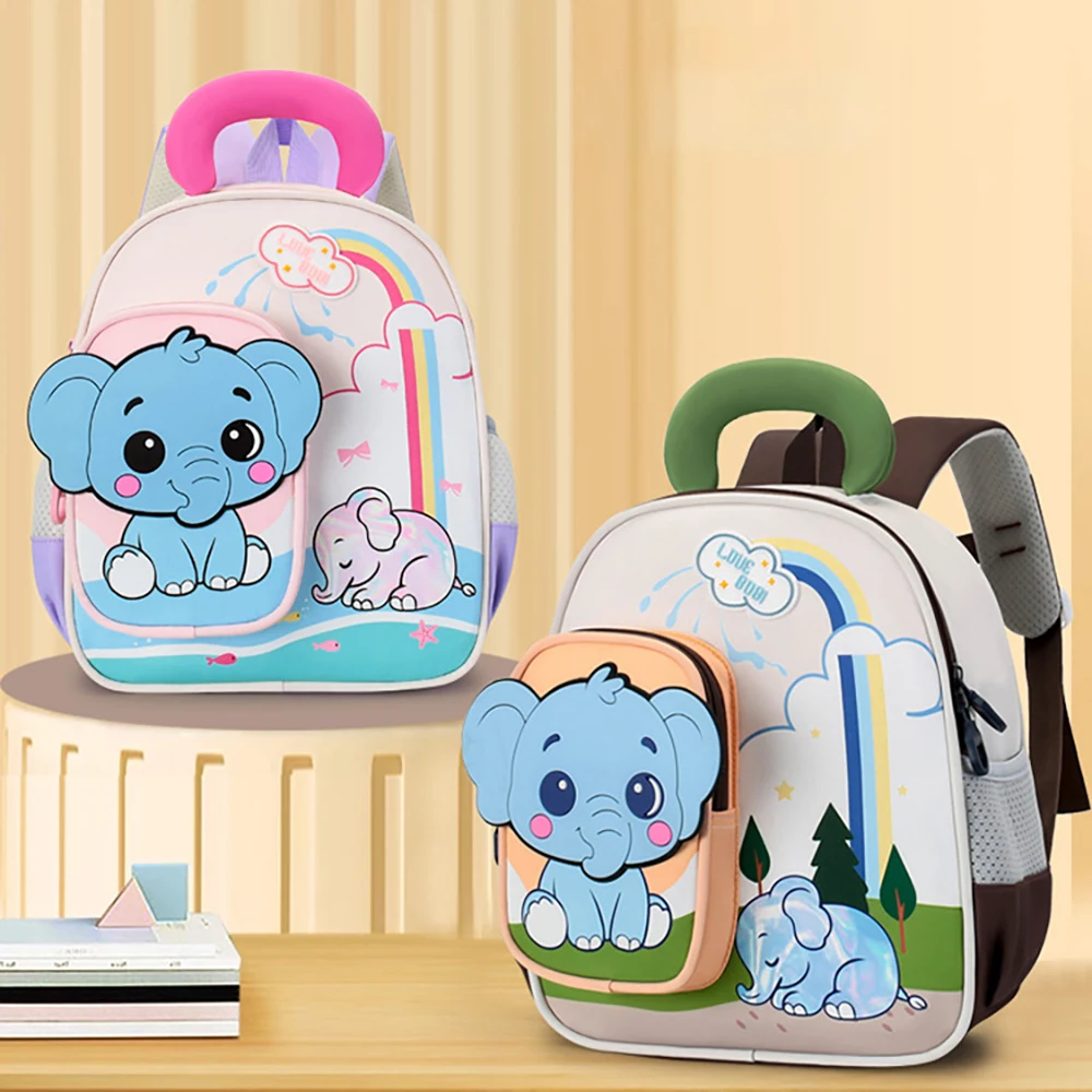 

Kids Backpack Cute 3D Elephant Cartoon Soft Canvas Toddler Bag for Boys Girls Preschool Daily Use & Outdoor Play