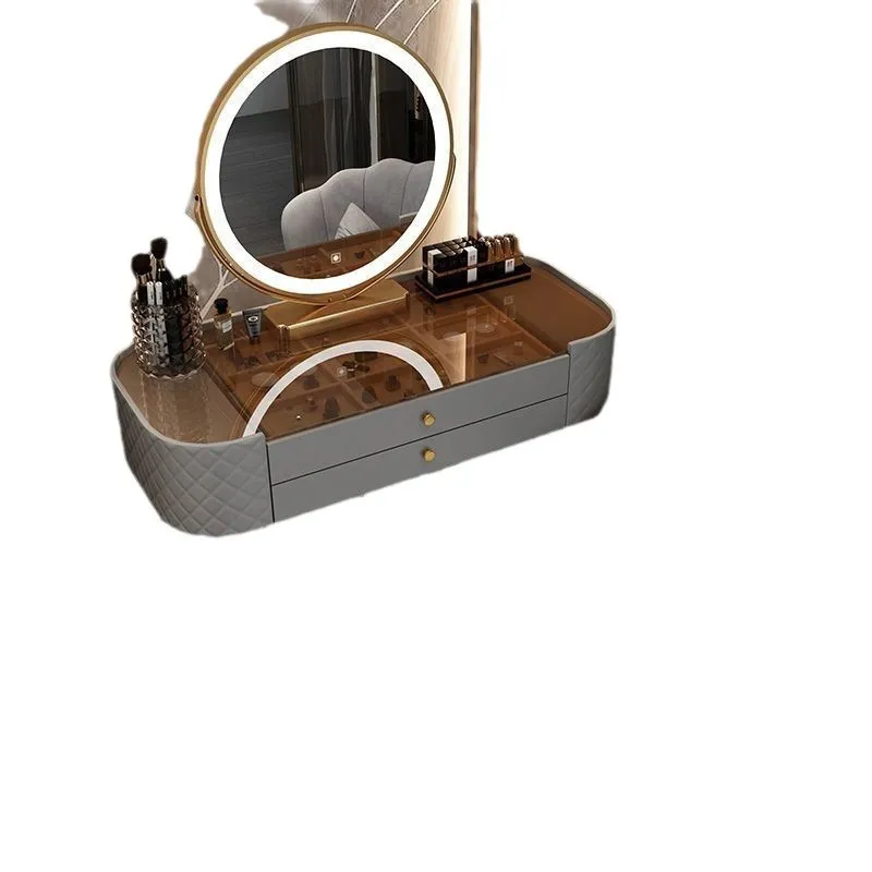 

tempered glass ins dressing table, modern simple dressing table in the bedroom, light luxury storage small apartment