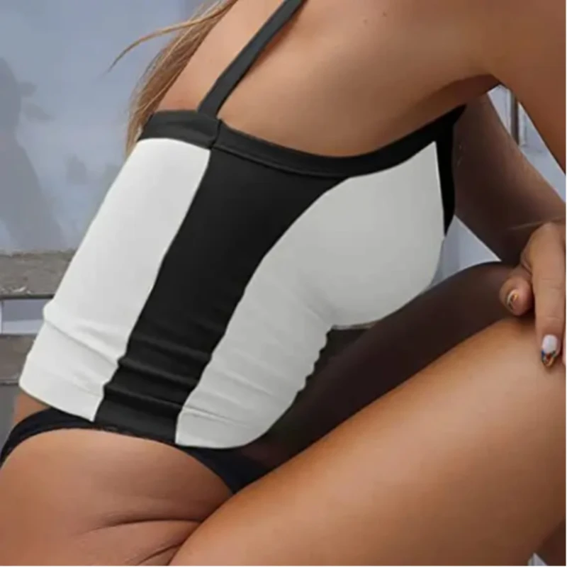 السرة قصيرة التوابل فتاة سترة التباين سليم الرسن بروتيل الملابس مثير ضيق السرة اقتصاص قمة خمر شارع العليا الموضة #3