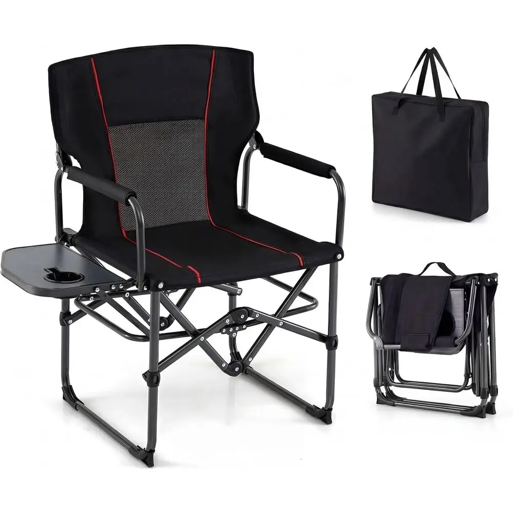 

500LBS Oversized Directors Camping Chair, Portable Folding Lawn Chair with Side Table for Fishing, Picnic, Beach, Outdoor