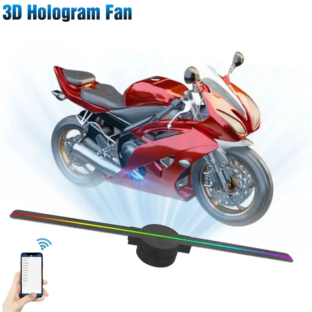 

DIY 3D Hologram Fan 16.5in WiFi Portable 3D Holographic LED Fan Projector for Business Store Advertising Camping Party 100-240V