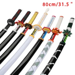 80Cm Katana Handgemaakte Demon Slayer Zwaard Echte Japanse Anime Cosplay Speelgoed Zwaarden Zenitsu Rengoku Kyoujou Zwaard Kimetsu No Yaiba