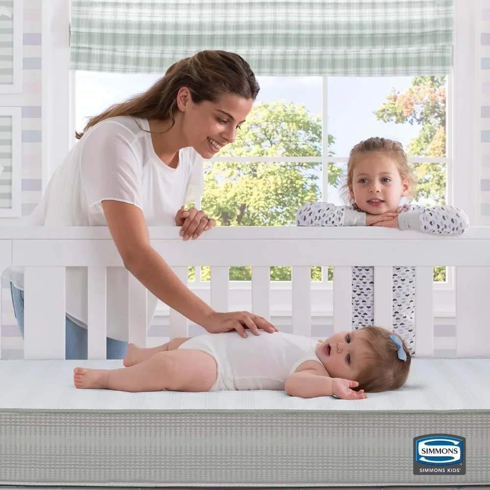 Colchón de cuna de 2 etapas y colchón para niños pequeños, resistente al agua, núcleo de espuma de soja a base de plantas, gris