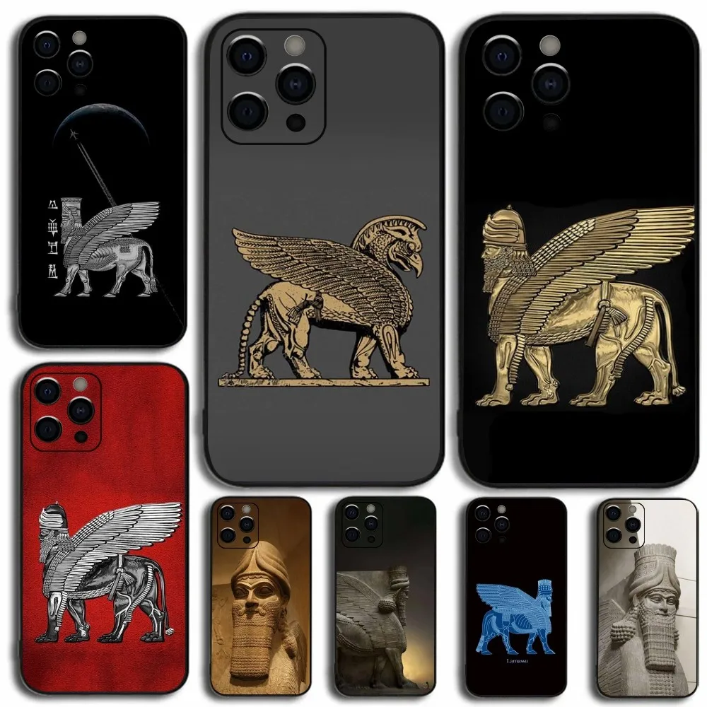 Lamassu Assyrian Mesopotamian  Phone Case For Apple iPhone 15,14,13,12,11,Pro,X,XS,Max,XR,Plus,Mini Soft Black Cover