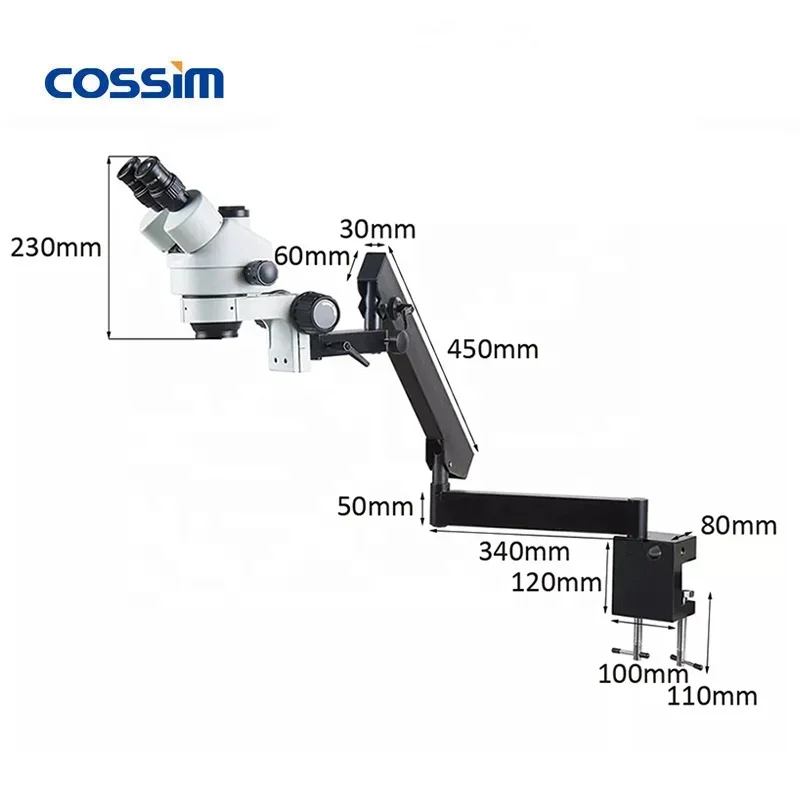 Simul-Focal 7X ~ 45X зум непрерывный оптический электронный лабораторный стереомикроскоп с универсальным кронштейном на 360 градусов