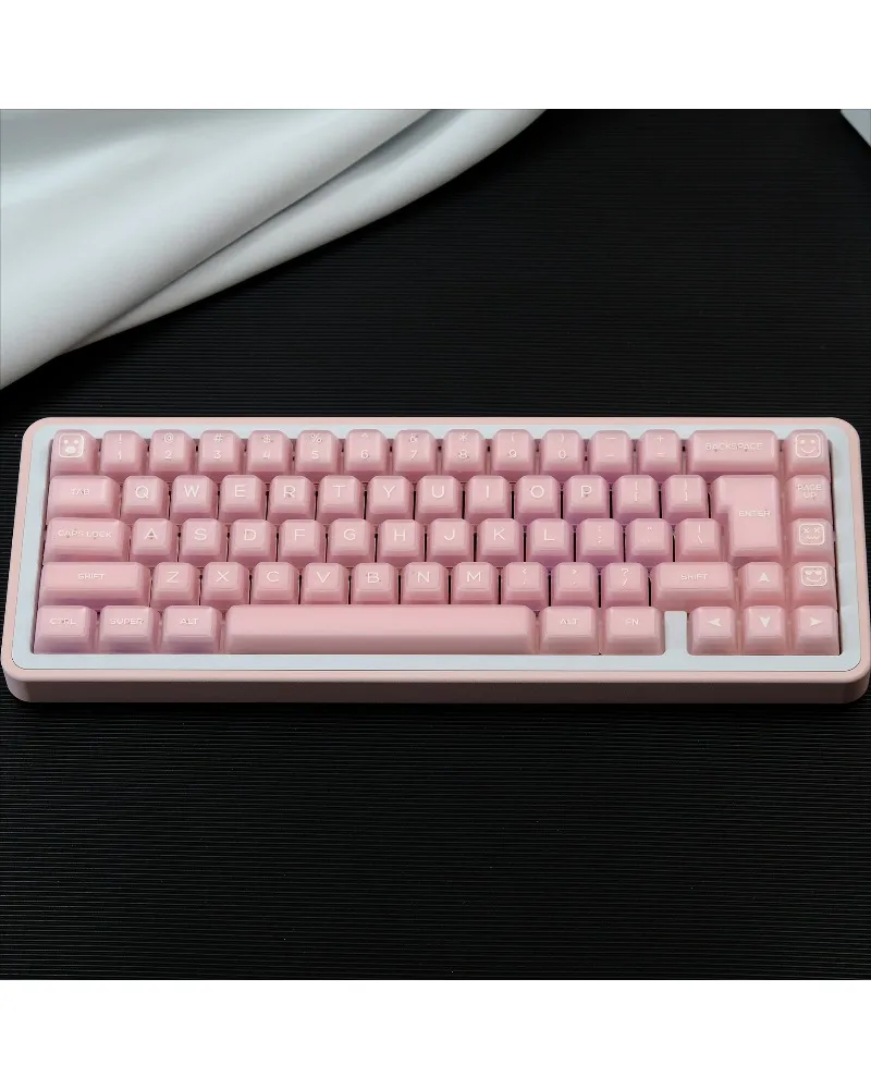 Keycaps sa height semi-transparent peach blossom jade powder transparent full set of two-color injection molding keycaps