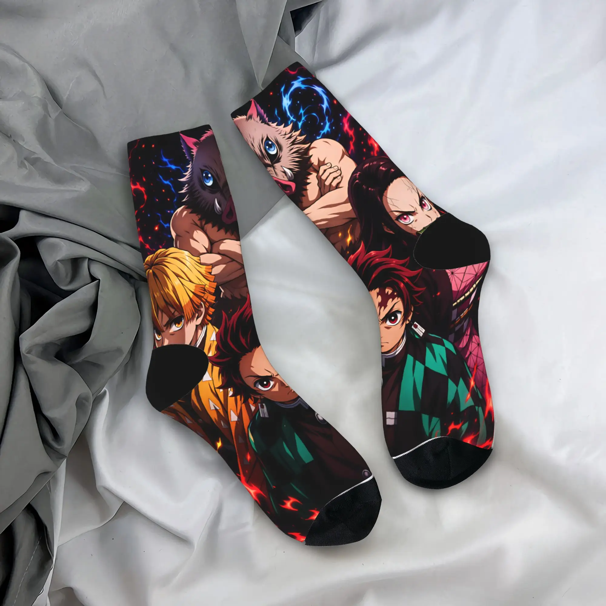 Demon Slayered Characters Socks Winter  Stockings Casual Couple Comfortable Socks Pattern Outdoor Sports Anti Skid Socks