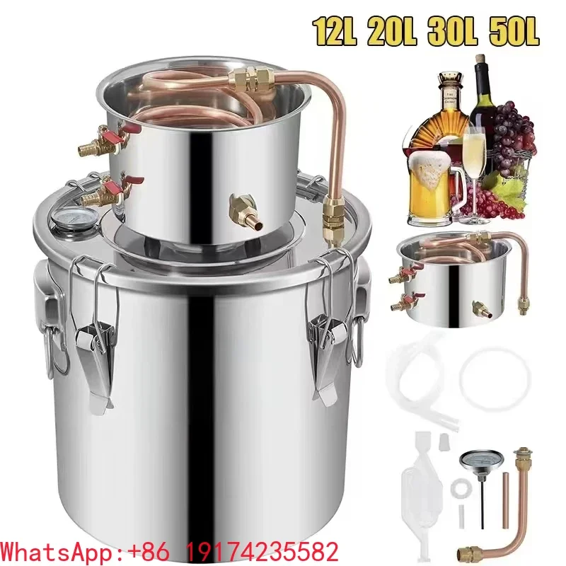 3 5 8 Gal Alcohol Distiller Machine Moonshine Apparatus Beer Brewing Equipment Wine Dispenser Kit for Home Appliance