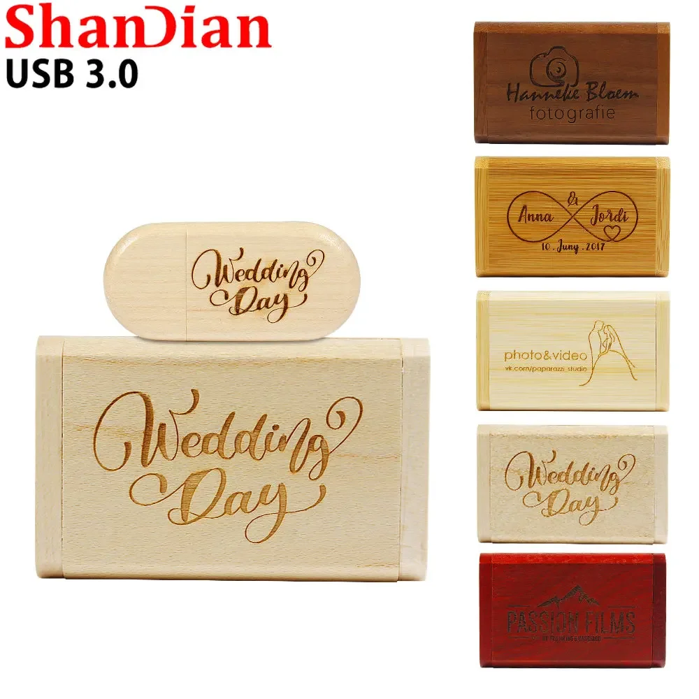 20 Pcs/Lot High Speed Wooden USB 3.0 Flash Drives Free Logo Pen Drive Photography Custom Memory Stick 64GB/32GB/16GB/8GB U Disk