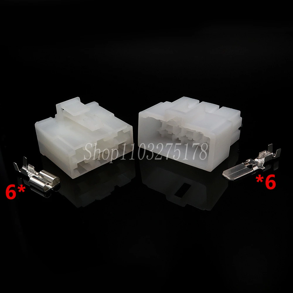 1 Set 6 Pin 6070-6481 6070-6471 Auto Wiring White Connector Automobile Socket Plug With Terminals