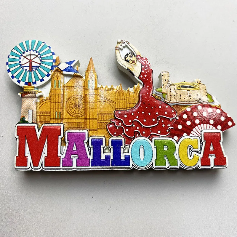 Bailarinas españolas de Mallorca, arquitectura Cultural, recuerdos de Turismo, pegatina de refrigerador 3D estéreo, decoración del hogar, colección de Artesanías