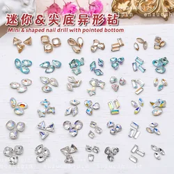 100pcs Nail enhancement mini pointed bottom Mixed Shape diamond jewelry crystal glass rectangular butterfly heart nail Crystal