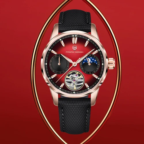 Imagen 1 del producto Reloj Automático de Lujo PAGANI DESIGN 2026 con Fase Lunar, Oro Rosa, para Hombre, Tourbillon, Cristal de Zafiro, Reloj Mecánico de Pulsera