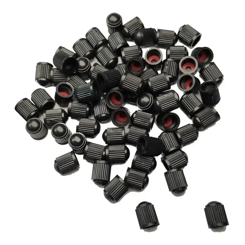 Car Tire Valve Caps with O Rubber Ring Universal Tyre Tire Stem Valve Caps Black Red Dust Covers for Car Bike Motorcycle Bicycle