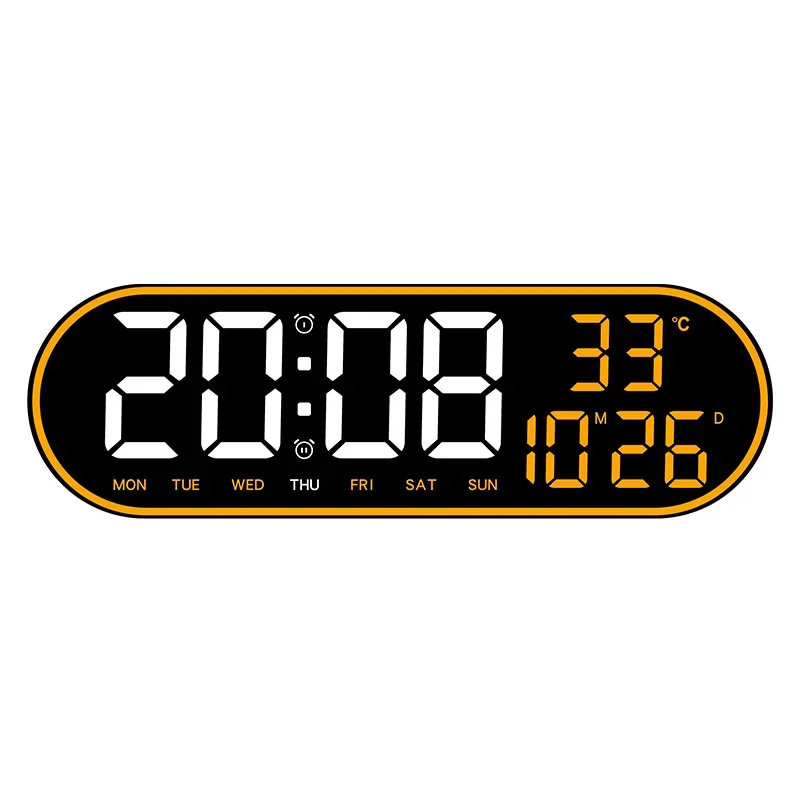 LED Digital Wall Clock Remote Control Electronic Mute Clock with Temperature Date Week Display 15-inch Timing Function Clock